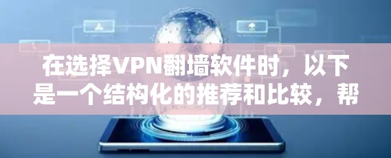 在选择VPN<strong>翻墙</strong>软件时，以下是一个结构化的推荐和比较，帮助您做出明智的决定